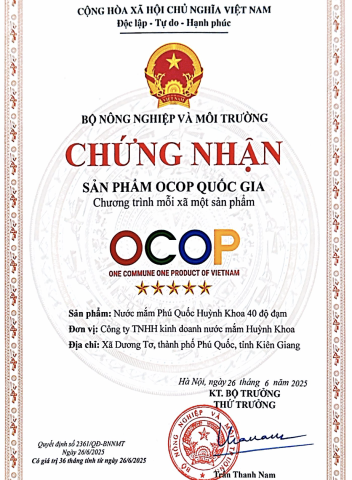 Chứng nhận OCOP 5 sao 40 đạm