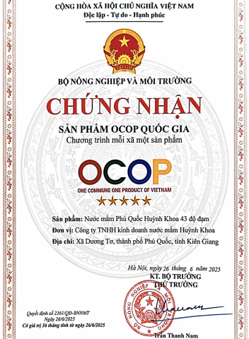 Chứng nhận OCOP 5 sao 43 đạm