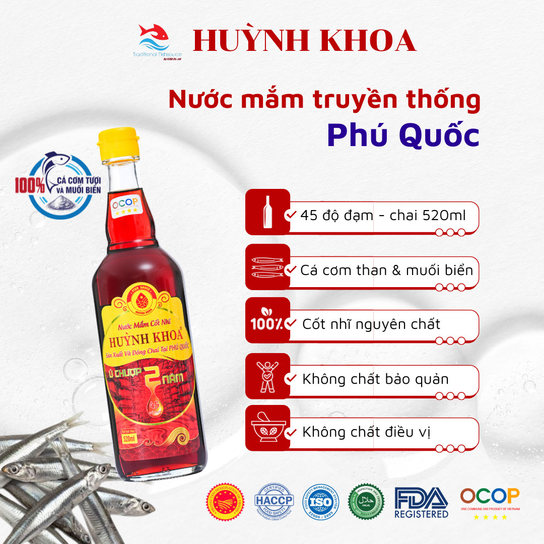 Nước Mắm Truyền Thống Cốt Nhĩ 45 Đạm Chai 520ml