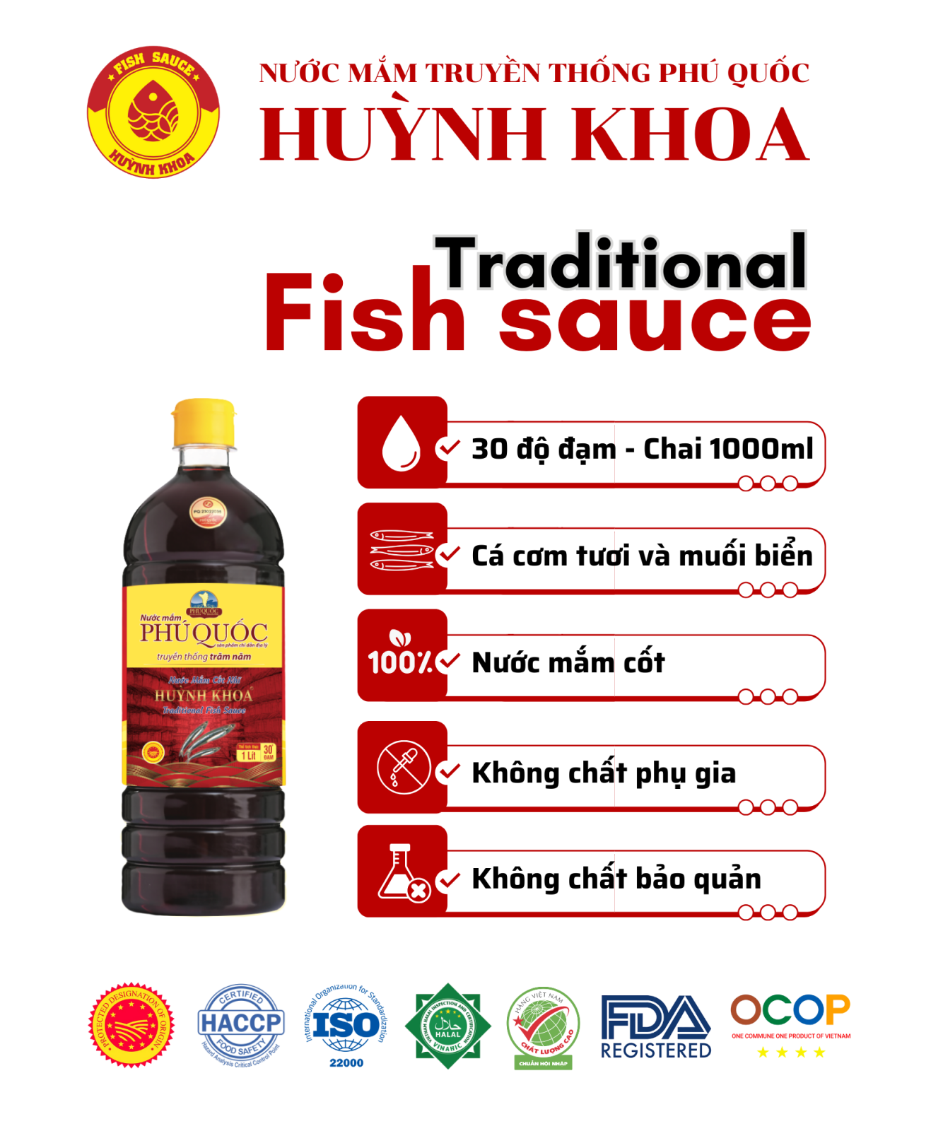 Nước Mắm Truyền Thống Cốt Nhĩ 30 Đạm Chai 1000ml   