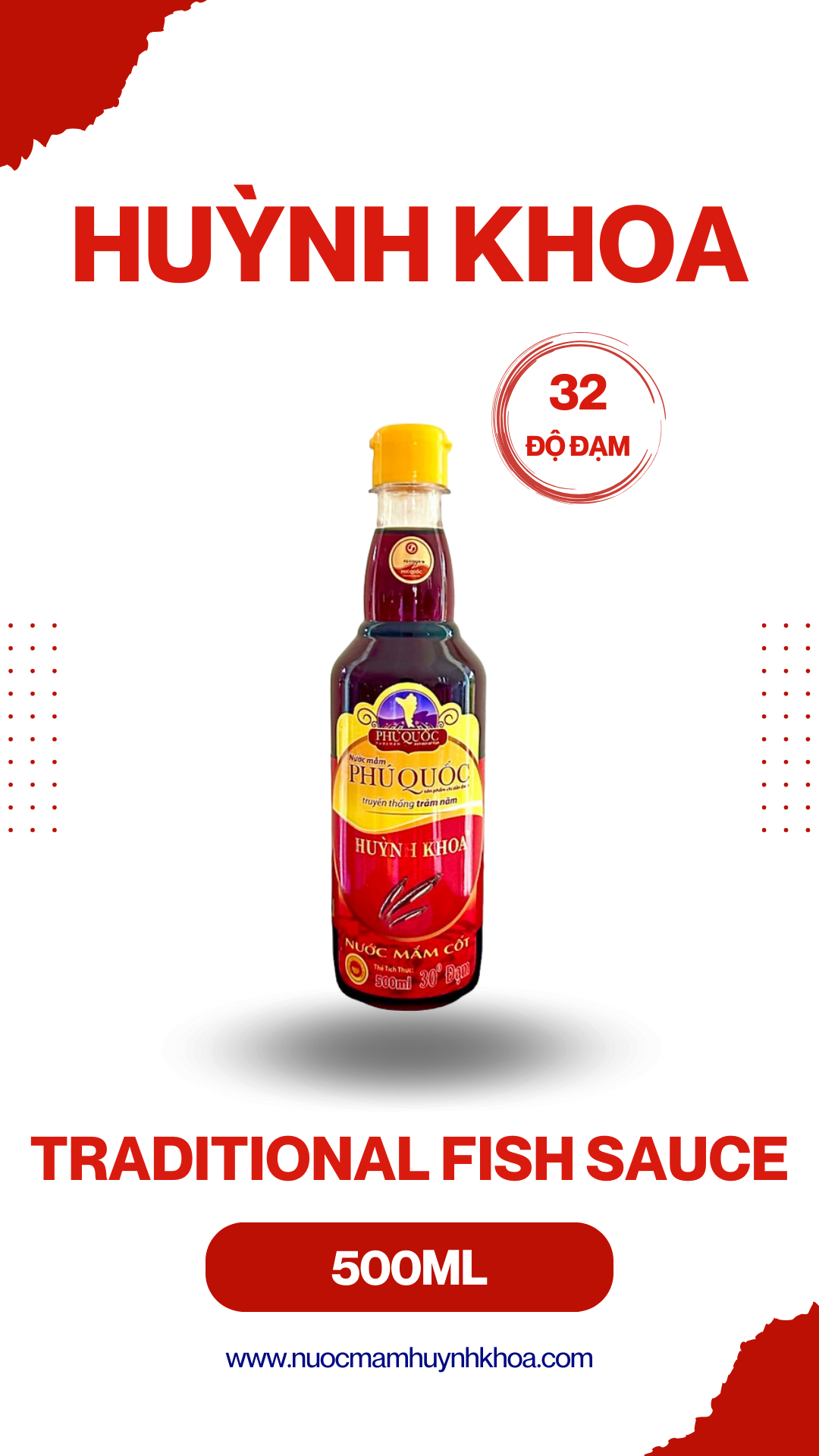 Nước Mắm Truyền Thống Cốt Nhĩ 32 Đạm Chai 500ml