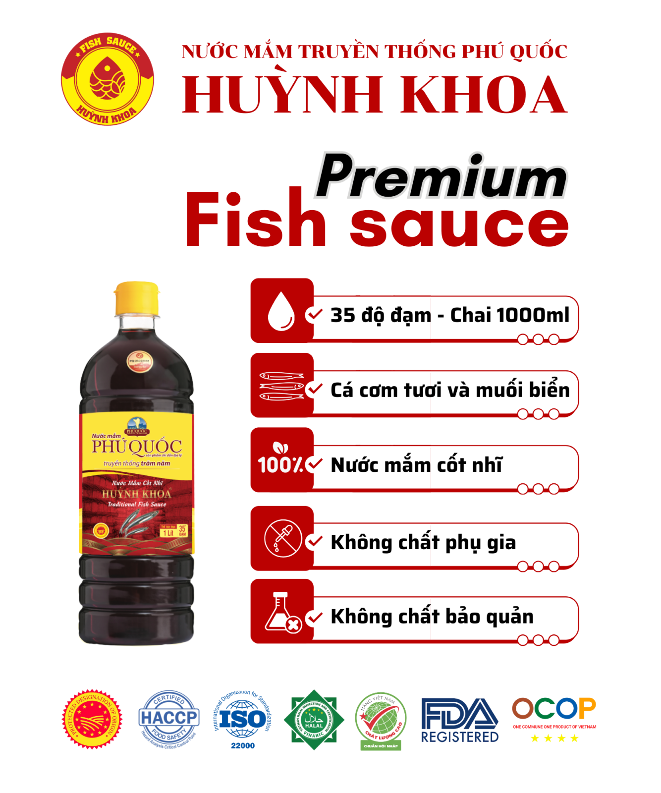 Nước Mắm Truyền Thống Cốt Nhĩ 35 Đạm Chai 1000ml