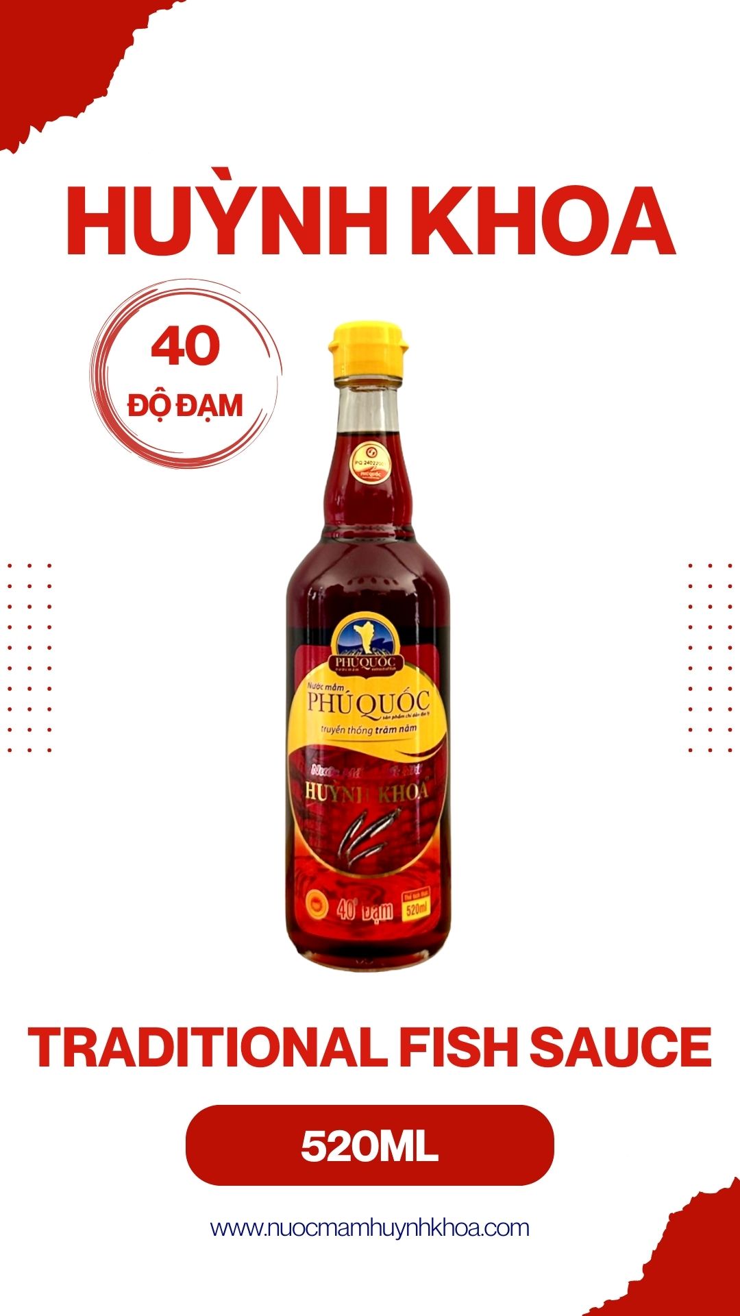 Nước Mắm Truyền Thống Cốt Nhĩ 40 đạm Chai 520ml