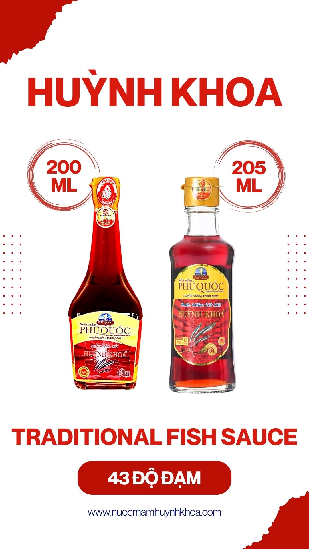 Nước Mắm Truyền Thống Cốt Nhĩ 43 Đạm Chai 200ml - 205ml (Hộp 6 chai)