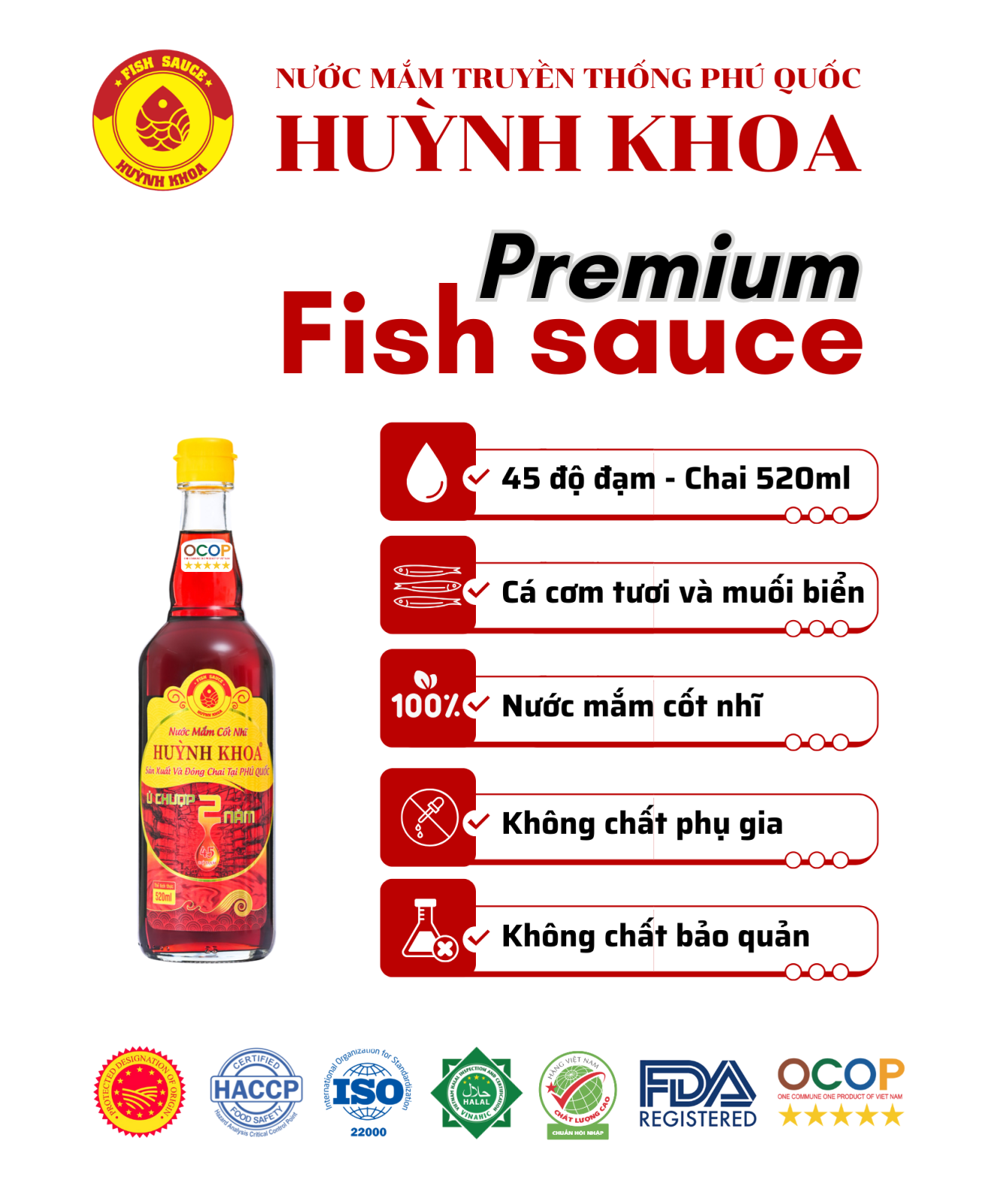 Nước Mắm Truyền Thống Cốt Nhĩ 45 Đạm Chai 520ml