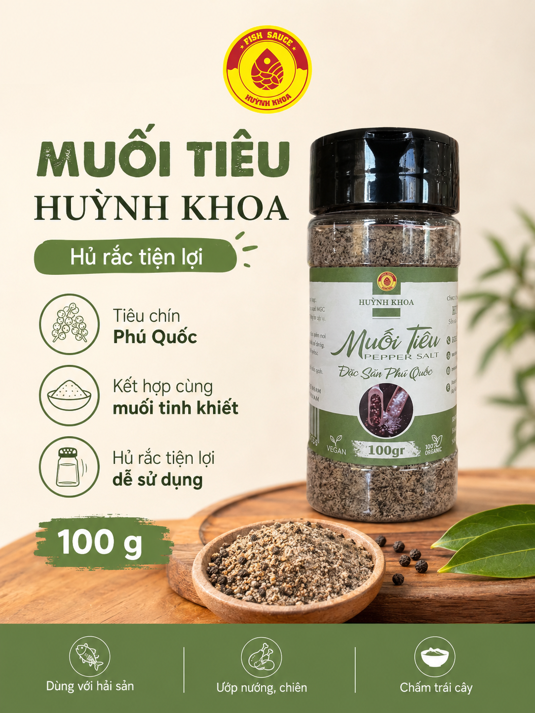 Muối tiêu Huỳnh Khoa - Đặc sản Phú Quốc - 100g
