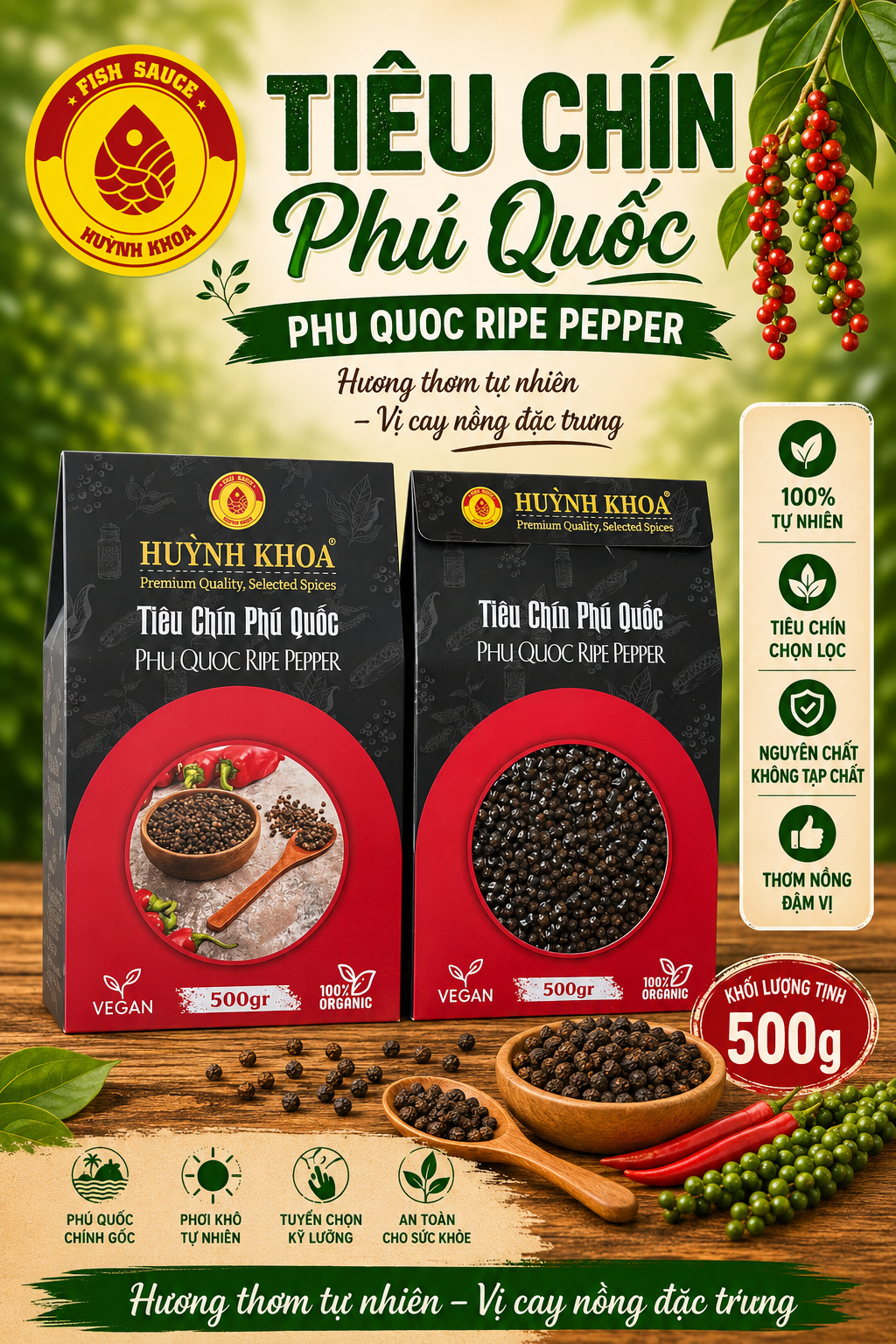Tiêu chín Phú Quốc Hộp 500g - Phu Quoc Ripe Pepper