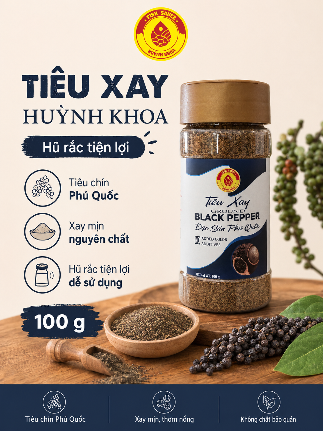 Tiêu xay Phú Quốc  - Phu Quoc Ground Black Pepper - 100g