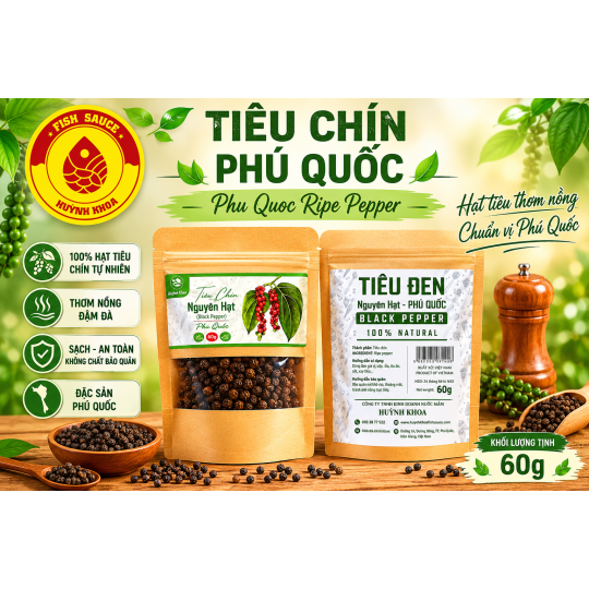 Tiêu chín Phú Quốc túi 60g - Phu Quoc Ripe Pepper