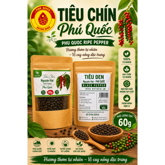 Tiêu chín Phú Quốc túi 60g - Phu Quoc Ripe Pepper